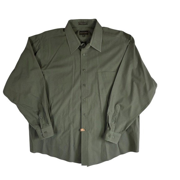 Taylor & Henry Dress Shirt‎ Men's Size 18 34/35 Green Long Sleeve Button F - Picture 2 of 6